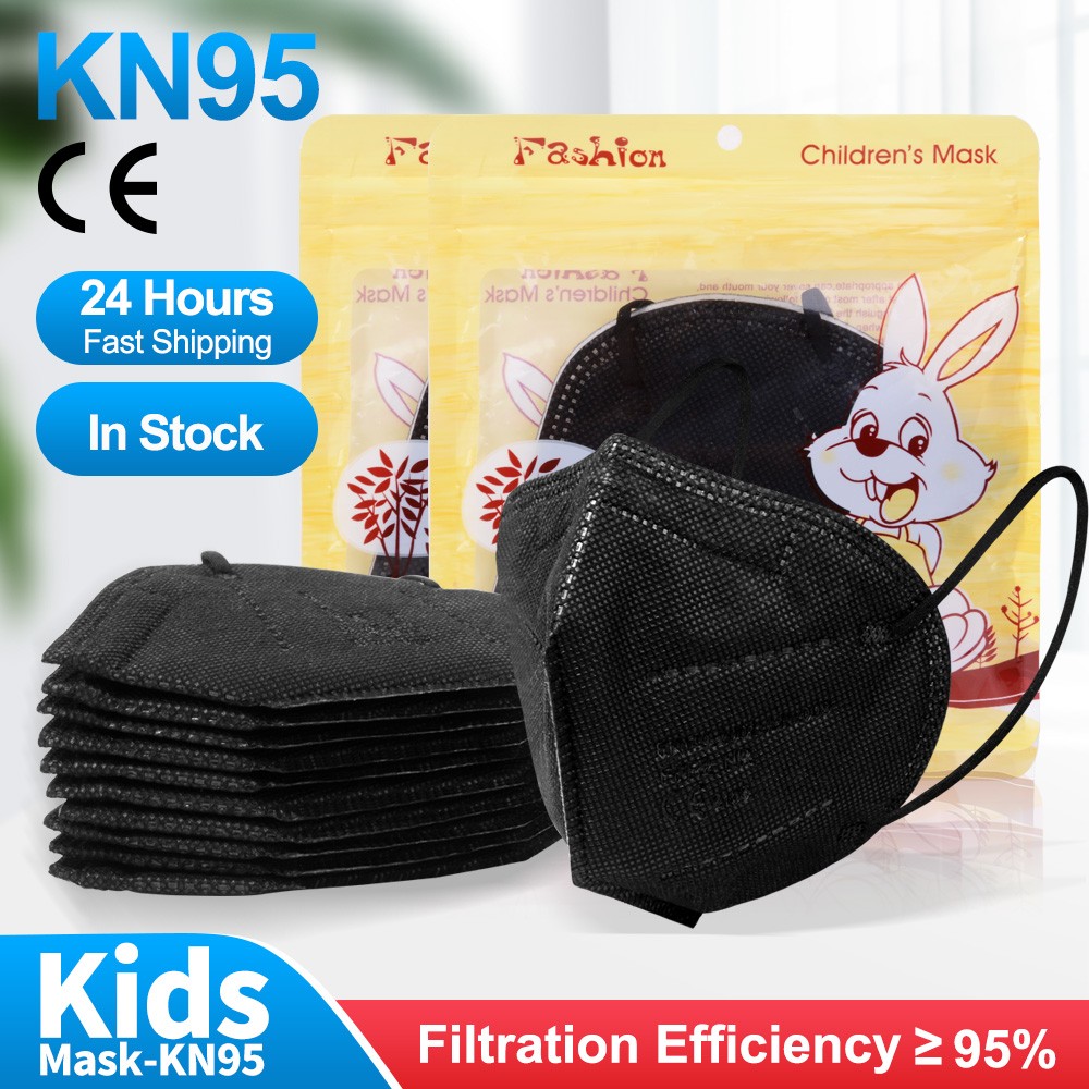 Ffp2mascarillas FPP2 Niños KN95 Masks Kids Masque Enfant Black Reusable 5 Layers Dustproof Protective Face Mask