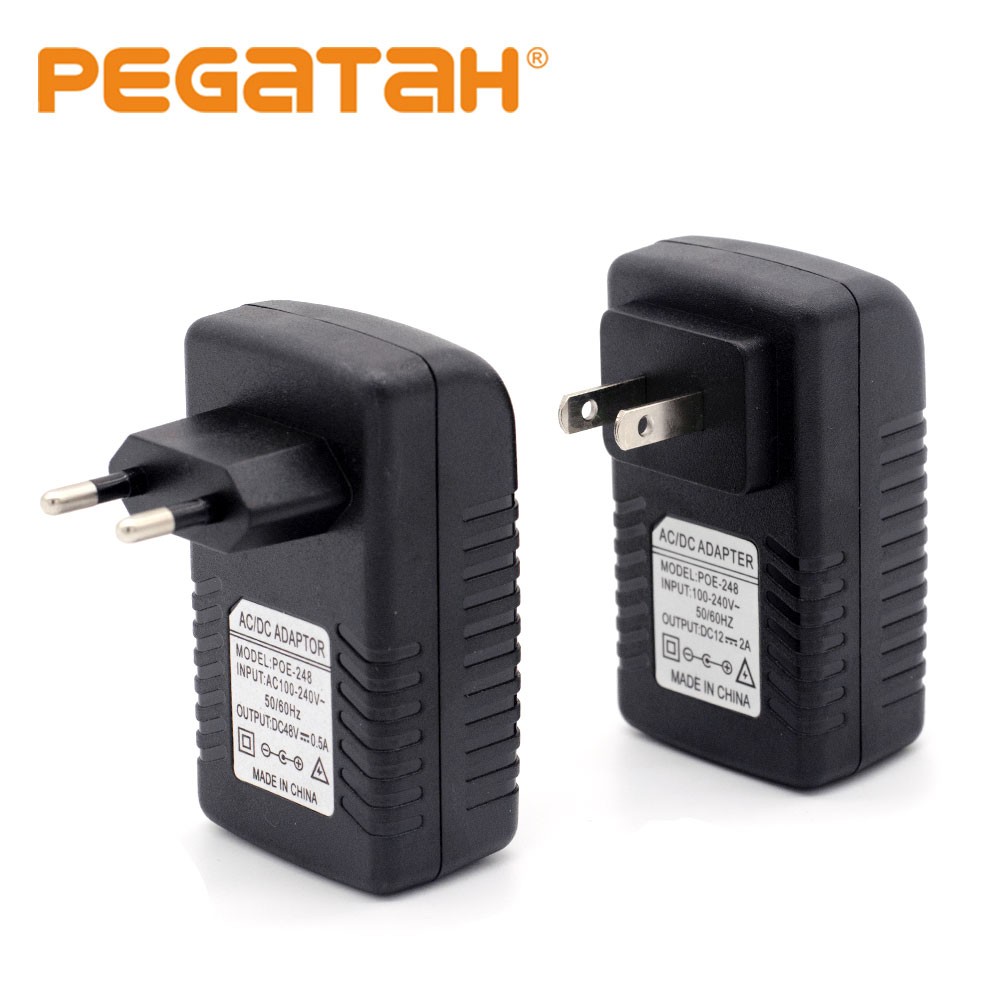 PEGATAH PoE Adapter Video Surveillance DC12V/15V/24V/48V Plug EU/US/UK Plug for POE Poe Camera Power Adapter for IPC Camera