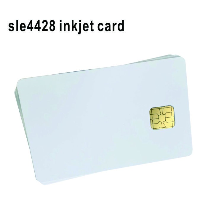 10pcs white contact SLE4428 chip large inkjet printable blank corporate pvc card with chip SLE5528 for E 551 T50 C anon inkjet printer