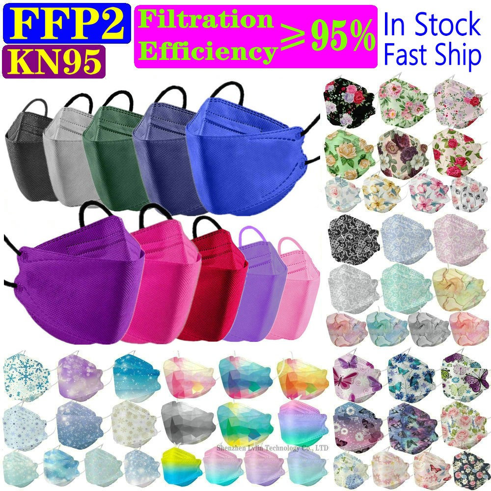 KN95 FFP2 CE 80 Unique Print Beauty Wholesale Fish Mask Mascarillas Protective Breathing Anti Fog Adult Colorful Masques