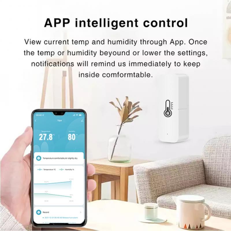 Aubess Tuya Remote Temperature Humidity Sensor by Tuya Smart Life APP Smart Home Battery Powered Alexa Google