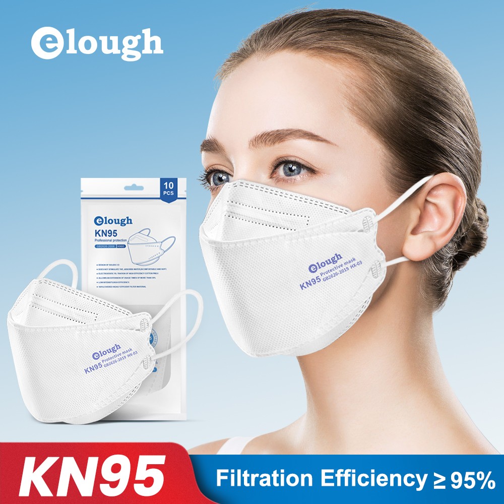 Elough KN95 Fish Mask 10-100pcs FFP2 White Black Mascarillas faciales mascarilla fpp2 homology ada 4 layers reusable mask