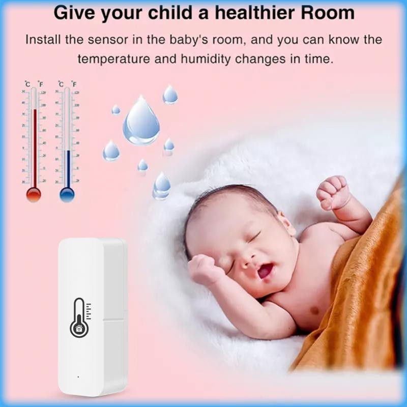 Aubess WiFi Temperature Humidity Sensor Indoor Thermometer Hygrometer Smart Home Security Alarm System for Tuya Smart Life Alexa
