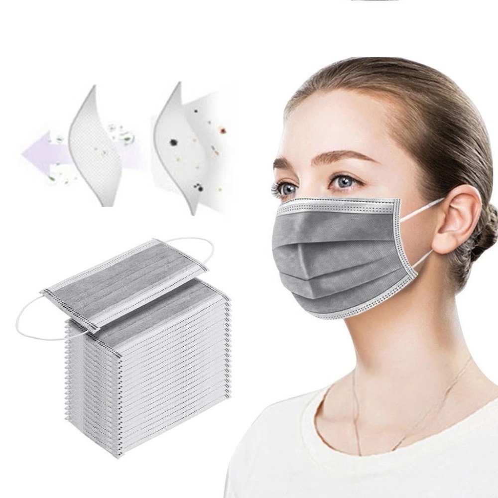 10/50/100/200pcs Disposable Face Mask Gray Dust Protective Face Mask Adult Mouth Masks 3 Layers Non-Surgical Mascarillas