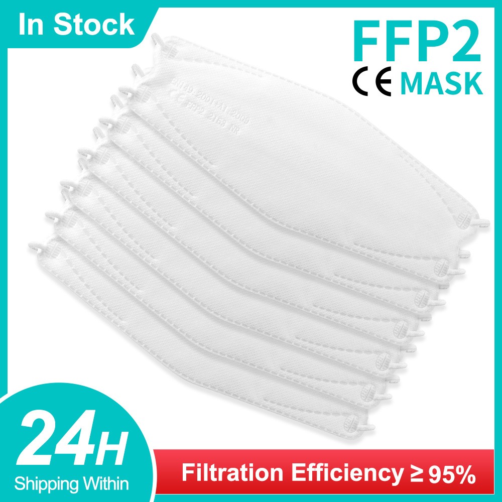 Korean Adult White Fish Mask KN95 Mascarillas 4 Layers FFP2 Mascarilla FPP2 homology ada Face Protector ffp2fan CE Masque FFPP2