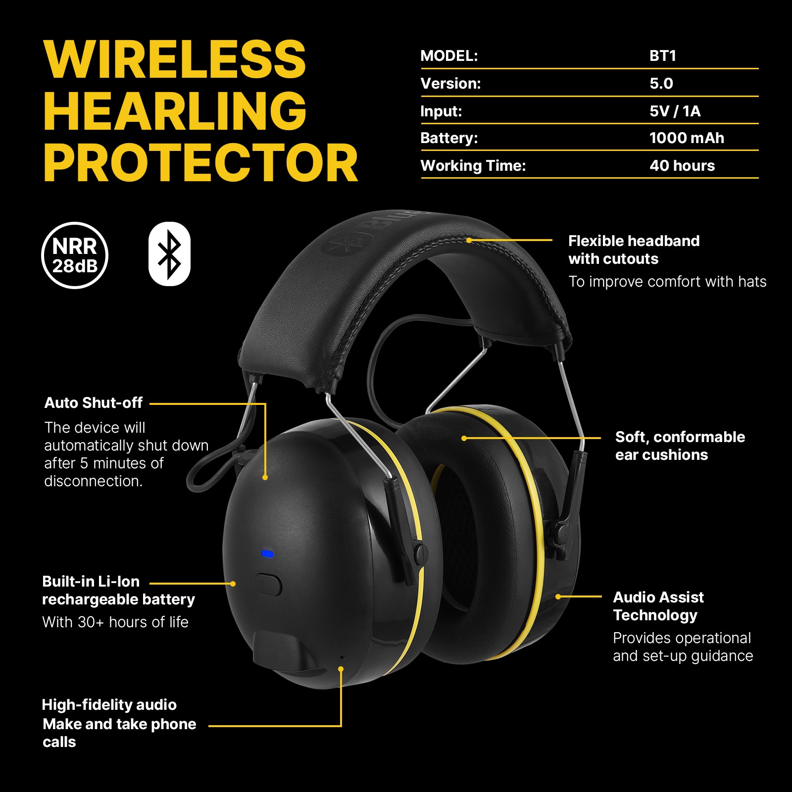 in the store!!! Shooting Headphones Bluetooth Earmuffs Noise Canceling Tactical Electronic Defender NRR 28db for Music