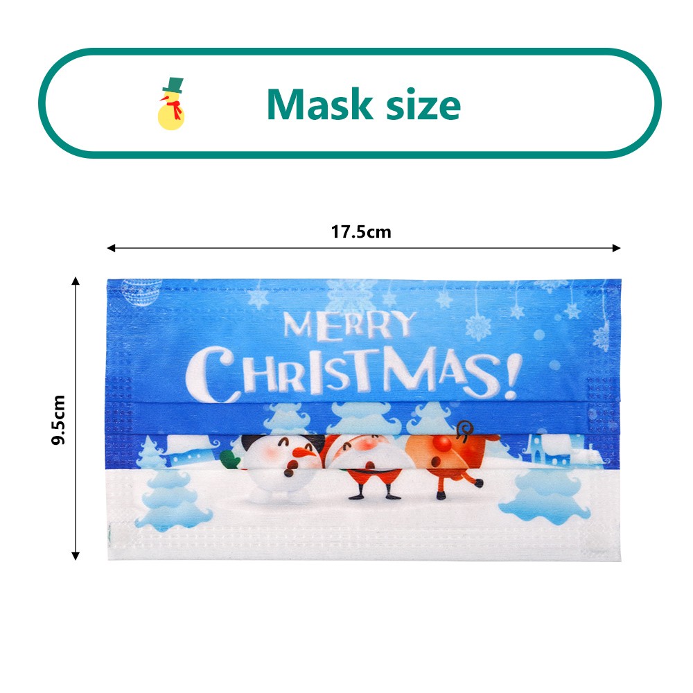 Face Protection Mask Disposable 3 Layers Adult Christmas Mouth Masks Printed Cosplay Mascarillas Navidad Desechables