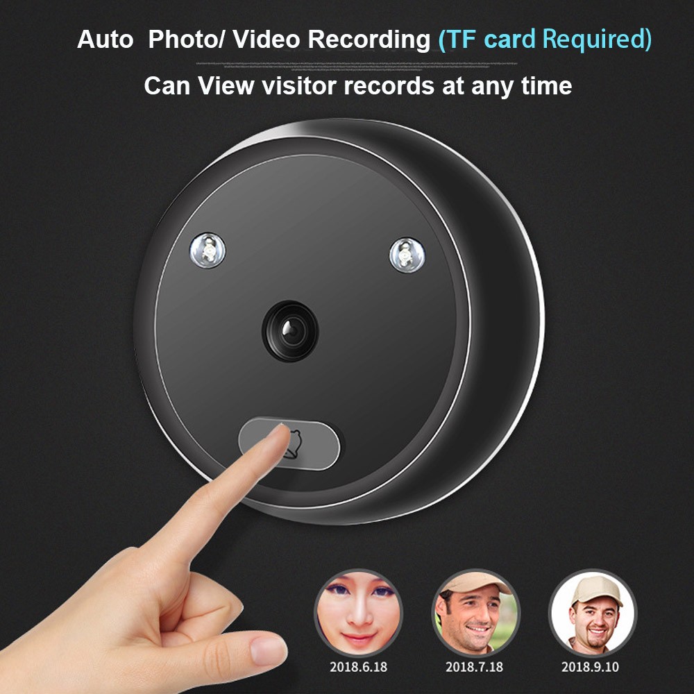 Topvico Video Peephole Video Camera Eye Auto Record Electronic Loop Night View Monitor Digital Door Entry Home Security