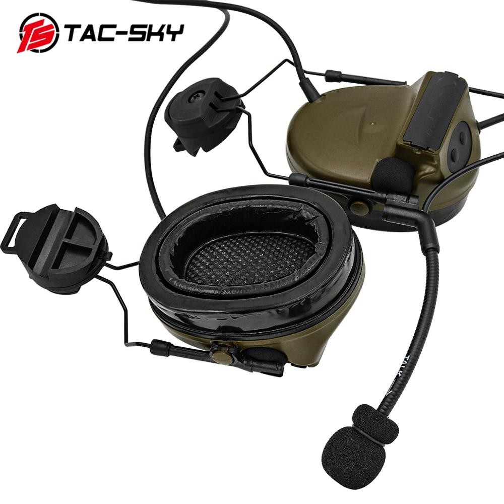 TAC-SKY COMTAC II Helmet Holder Silicone Earmuffs Noise Reduction Pickup Tactical Headset & Walkie Talkie PTT Adapter U94PTT