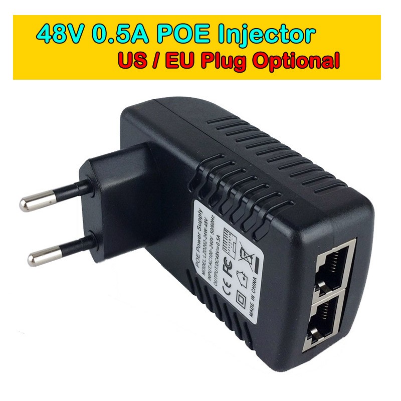 CCTV Security Surveillance PoE Power Supply 48V 0.5A 24W POE Wall Plug PoE Ethernet Adapter IP Camera Phone US EU Plug