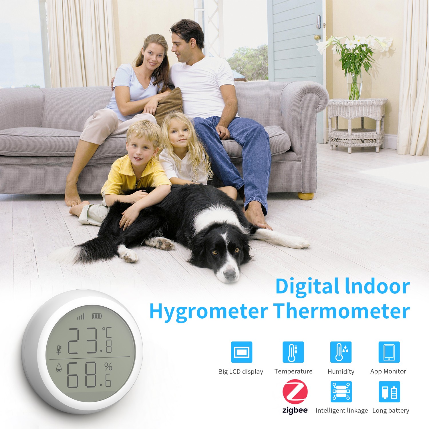 2022 Tuya ZigBee Temperature Humidity Sensor With LCD Display One Click Connect Home Automation Tuya Security Alarm