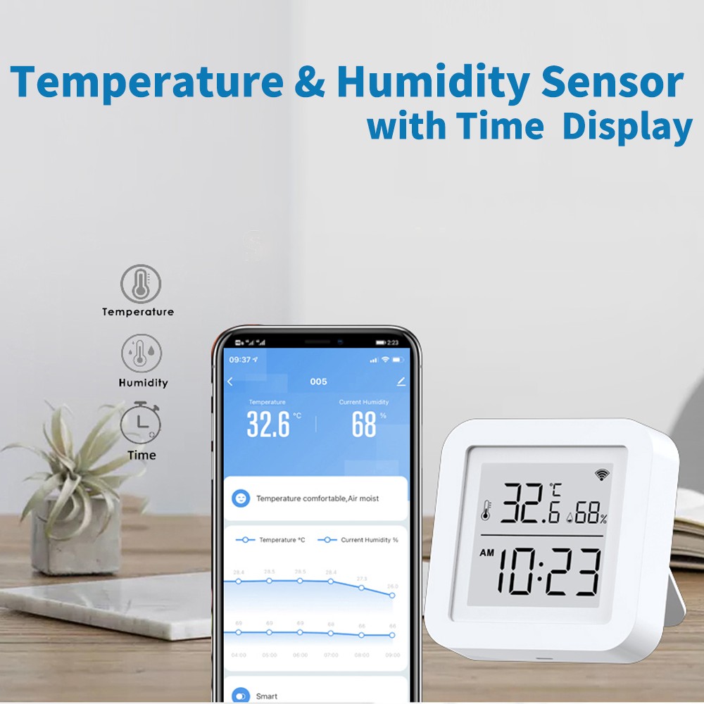 Tuya 2022 Wifi Temperature Humidity Sensor Thermometer for Home Automation and Smart Home Work for Alexa Google Home