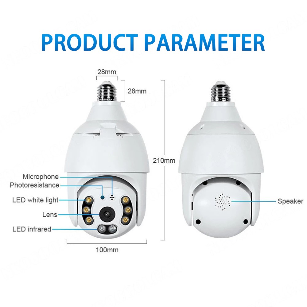 3MP E27 Surveillance Wifi Camera Bulb Night Vision Full Color Panoramic Automatic Human Track CCTV Camera Video Security Monitor