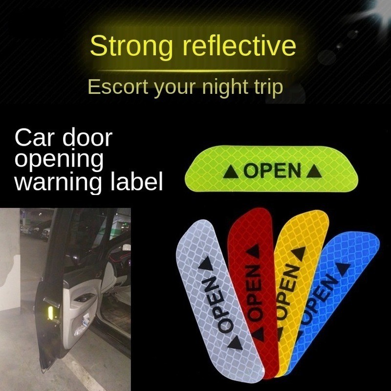 Car Reflective Stickers Safety Warning Stickers Open Door Wheel Eyebrow Rear Bumper Night Anti-scratch Decoration