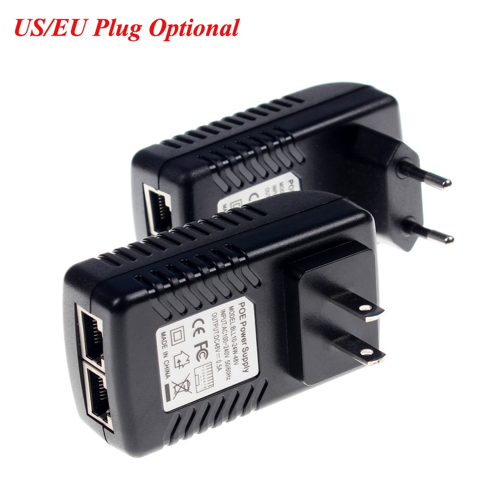 Surveillance CCTV Security 48V 0.5A 24W POE Wall Plug PoE Adapter IP Camera Phone POE Power Supply US EU Plug