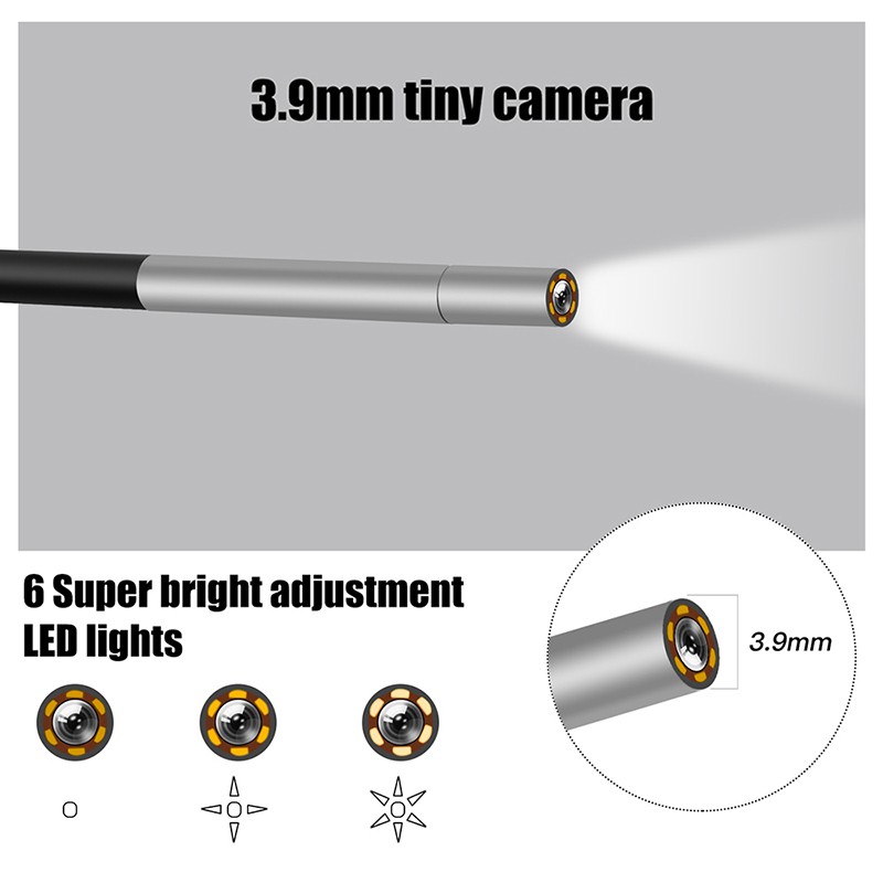 Industrial Endoscope 3.9mm/8mm Borescope Inspection Camera 4.3'' Screen 1080P HD Snake Camera with 6 LED Lights 2600amh Battery