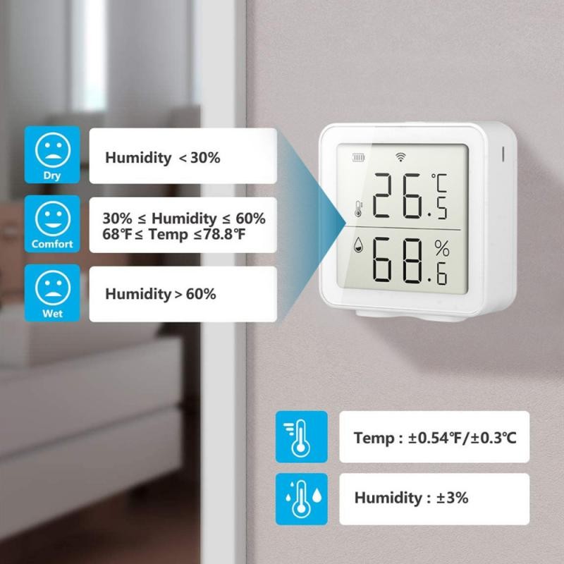 Tuya WiFi Temperature Humidity Sensor with LCD Display Hygrometer Indoor Thermometer Tuya Smart Home Alexa Google Assistant