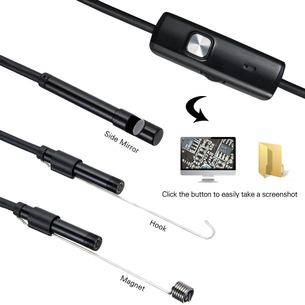 720P Endoscope 5.5mm Lens PC Android USB Endoscope Camera 1M 2M Waterproof LED Cable Car Inspection Camera Snake Tube Endoskop