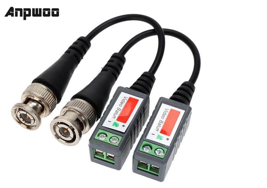 10pcs/lot Coax CAT5 CCTV Camera Passive BNC Video Balun to UTP Transceiver Connector 2000ft Distance Twisted Cable