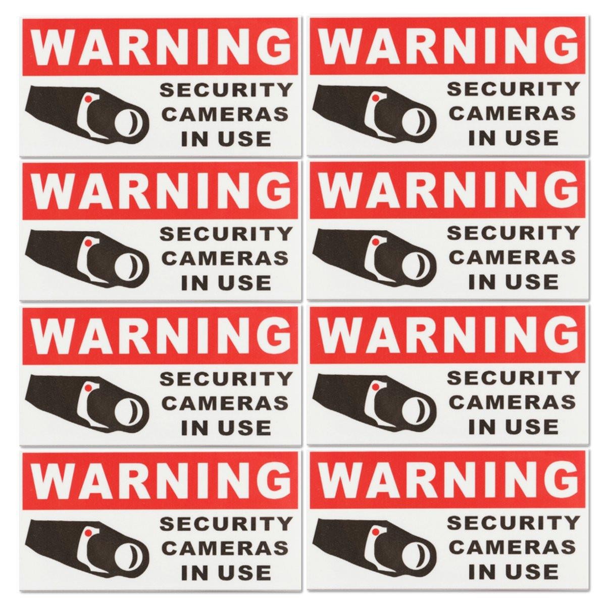 5pcs Security Camera In Use Waterproof Self-adhesive Warning Stickers Safety Signs Decal Reflective Tape Decoration