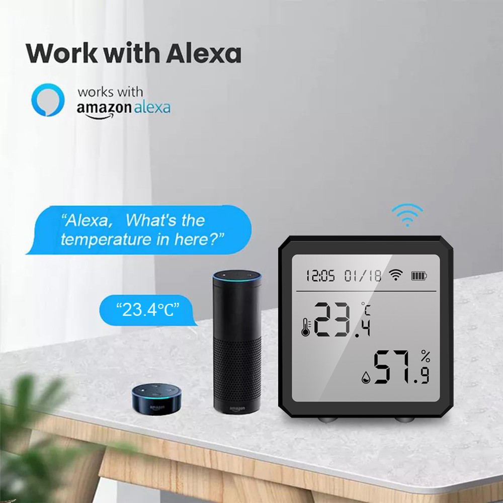 2022 Tuya Wifi Smart Temperature Sensor Humidity Sensor Indoor Thermometer LCD Display Alexa Google Home Support