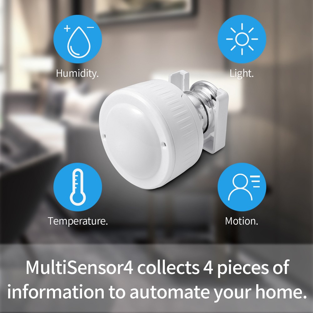 2022 Tuya ZigBee Multi Sensor 4 in 1 Smart PIR Motion Humidity Light Temperature Sensor USB Charge or Battery Operated