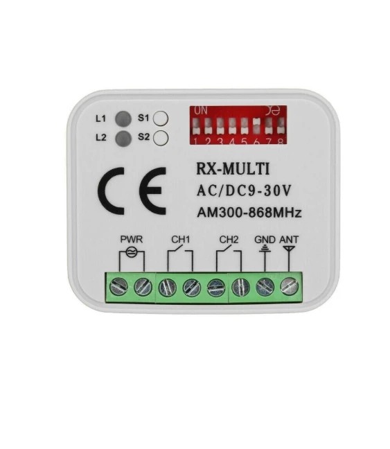 5pcs AC DC 12-24V 2 Channel Multi Frequency Receiver RX Multi 300-868MHz Garage Door Opener