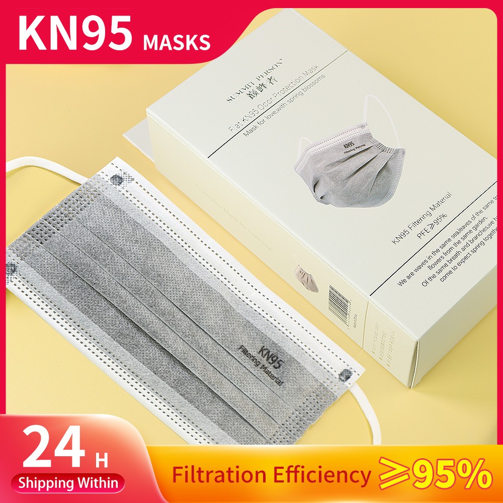 Korea Hot CE KN95 5 Layers Gray Mask Activated Carbon Dustproof Respirator Face Dust Protective Mask FFP2 KN95 Mask 20pcs/box