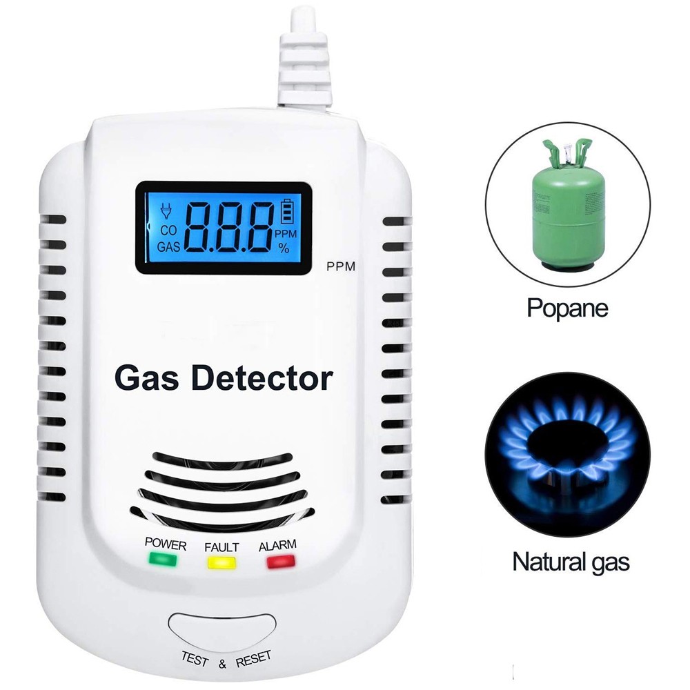 Standalone Carbon Monoxide Gas Detector Gas Detector Gas Alarm Sensor Methane Propane Gas Leak Detector EU Plug LCD Security