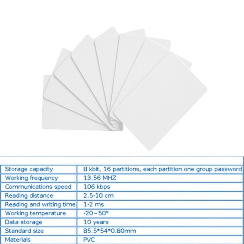 NFC Access Control Card, PVC High Frequency RFID Access Control Card, White 13.56MHz, 10pcs