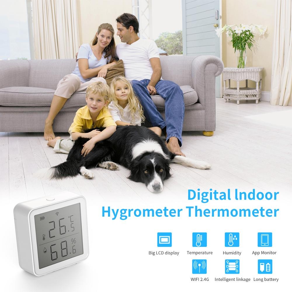 2022 Tuya WiFi Temperature and Humidity Sensor Indoor Hygrometer Thermometer with LCD Display Support Alexa Google Assistant