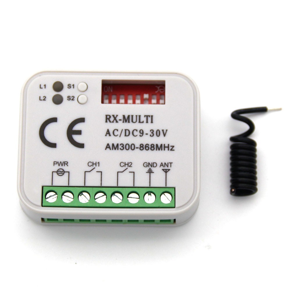 2pcs RX-MULTI AC DC 9V 12V 24V 30V 2 Channel Multiple Frequency Receiver Controller RX Multiple 300-868MHz Garage Door Opener