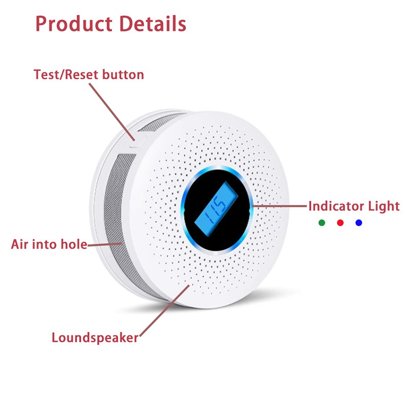 Smoke And Carbon Carbon Monoxide Detector Fire Protection Combination Smoke Co Alarm Built In Beep Battery Powered Easy To Install