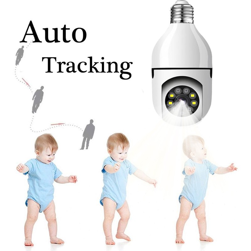 1080P Wireless 360 Rotate Auto Tracking Panoramic Camera Light Bulb WiFi PTZ IP Camera Remote Security E27 Cam