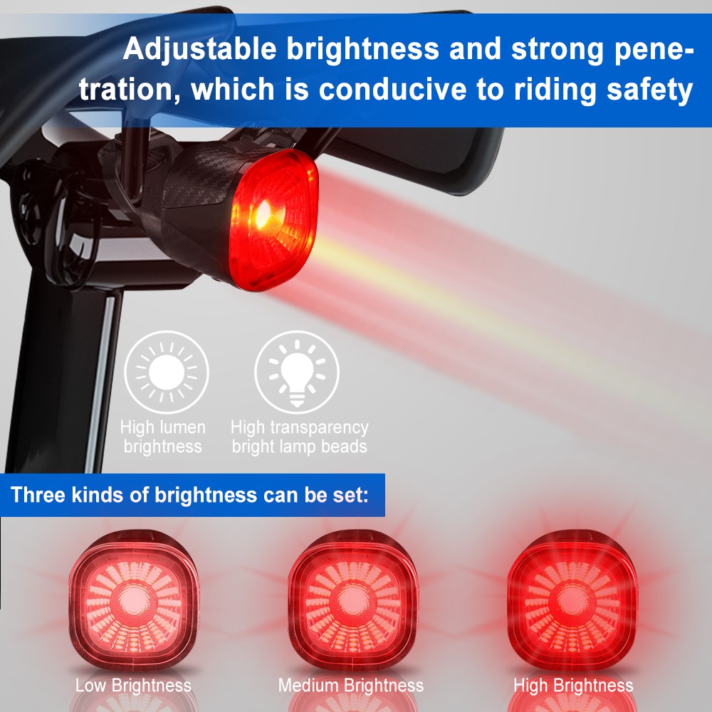 Elecpow Bicycle Taillight Smart Auto Sensor Brake Light USB Rechargeable Waterproof Bike Rear Light 5 Flash Modes Ride Light