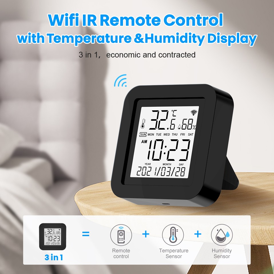 2022 AVATTO Tuya WiFi Temperature Humidity Sensor, Real-time Report LCD Display Indoor Humidity Thermometer Alexa Google