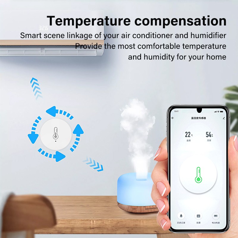 Aubess Tuya Smart Temperature and Humidity Sensor with Tuya Smart Life Alexa Google Home App