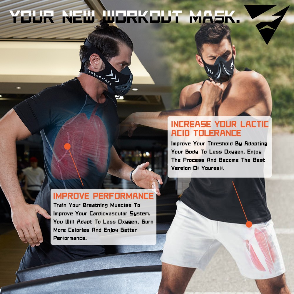 FDBRO Sports Mask Training Jogging Mask Pro Fitness Gym Workout Cycling Lifting Height Elevation Training Conditioning Sport Mask