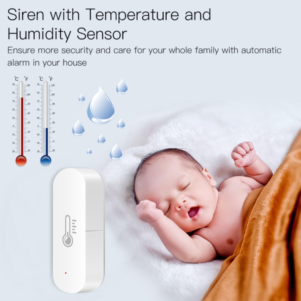 ZigBee Smart Temperature Humidity Sensor Battery Powered Tuya/Smartlife APP Remote Control Works with Alexa Google Assistant
