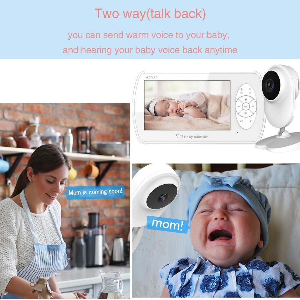 4.3 Inch 1080P Baby Monitor Two Way Audio Video Nanny Home Security Camera Babyphone Cameras Night Vision Temperature Monitoring