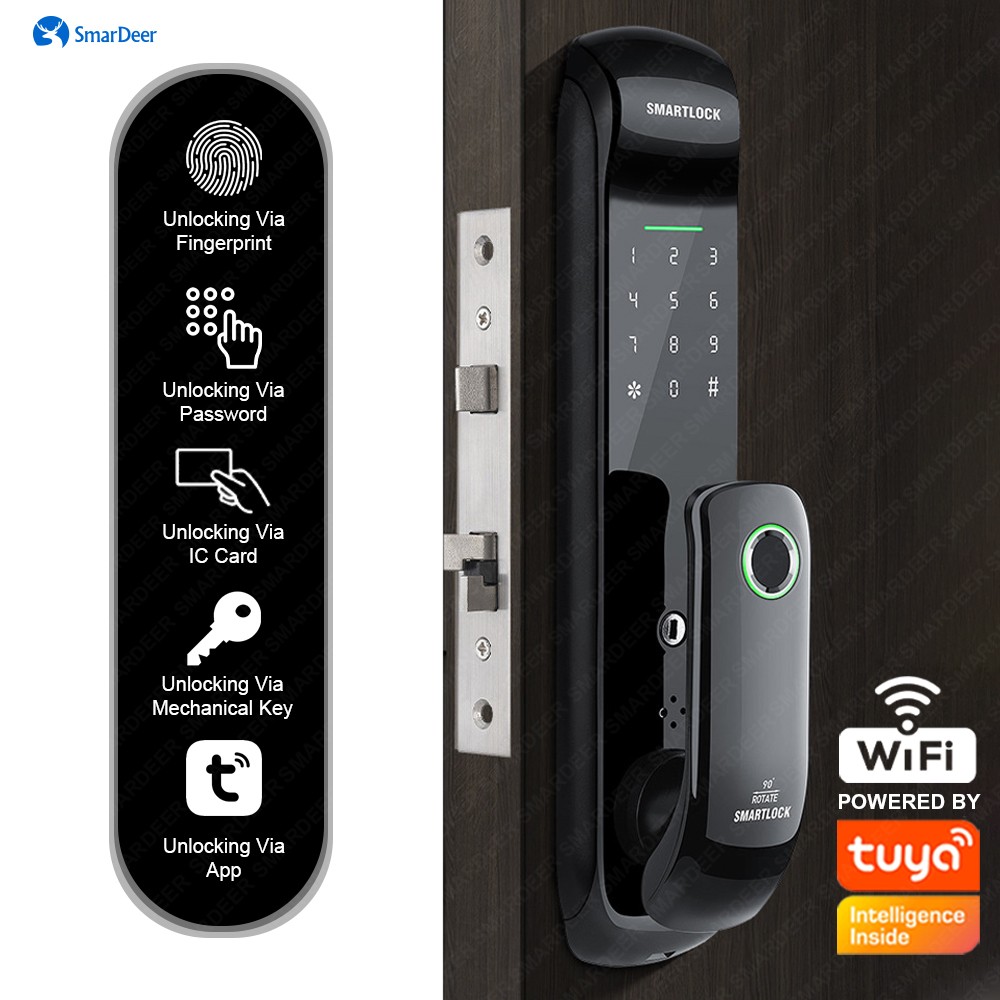 Smart Smart Lock With Wifi Fingerprint Lock Support Fingerprint/Password/RFID Card/Key/TTlock Bluetooth/Tuya Wifi Unlock