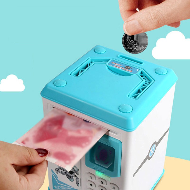 Electronic Piggy Bank ATM Password Money Box Cash Coins Saving Banks Safe Boxes Auto Scroll Paper Banknote Gift For Kids