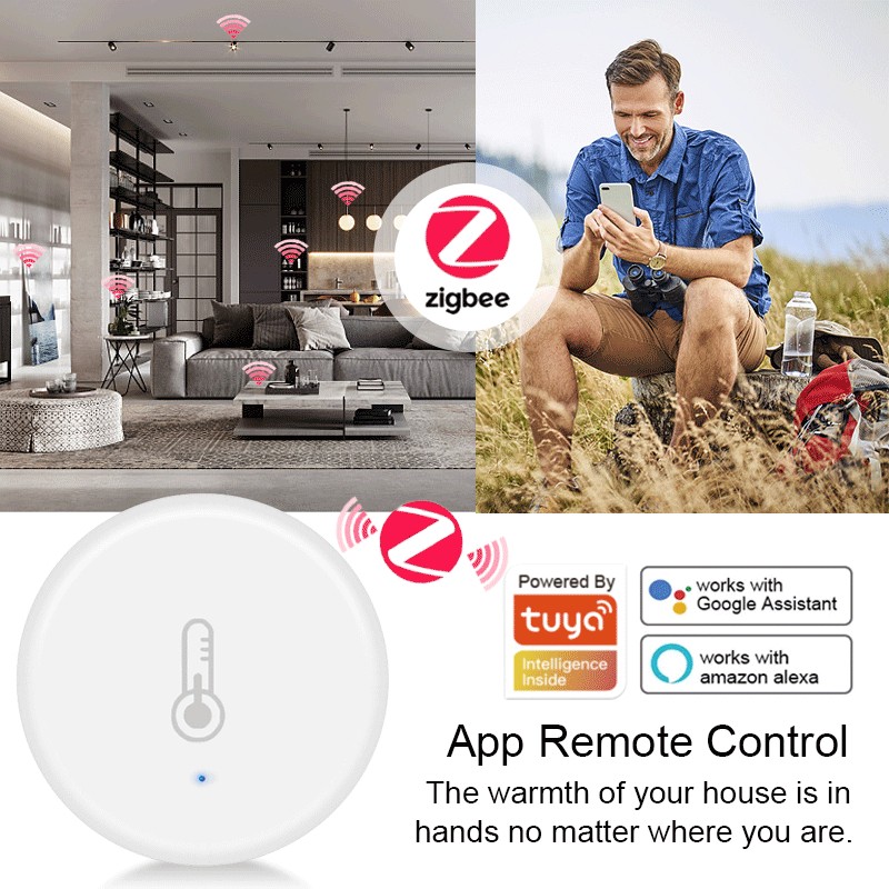 Tuya Smart Home Temperature Humidity Sensor Zigbee Indoor Real-time Monitor Thermometer Detector Smart Life Control For Alexa