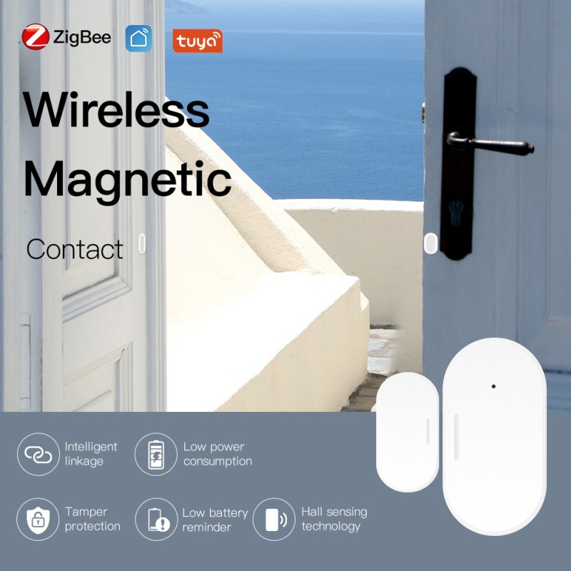 Zigbee window door sensor smart wireless connection security gate detector sensor security protection APP remote monitoring sensor alarm