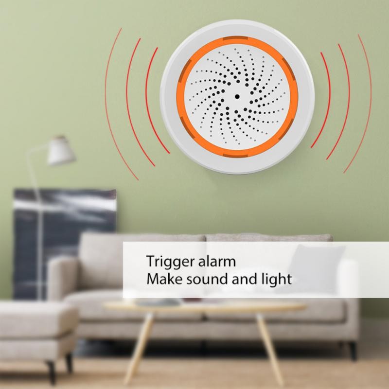 Tuya Zigbee Siren Alarm with Sound Light Sensor 90dB Sound Light Alarm Home Security Via SmartLife APP Zigbee Smart Home Gateway