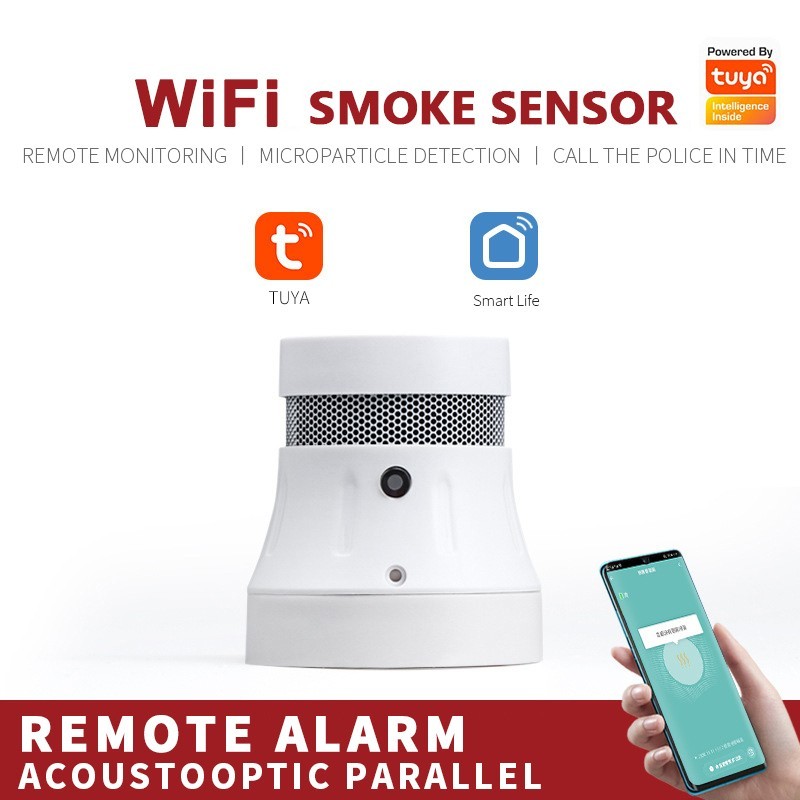 Aubess Tuya Zigbee WiFi Fire Alarm Smart Smoke Detector System Home Safety Smoke Sensors Smart Life App Control Works with Alexa