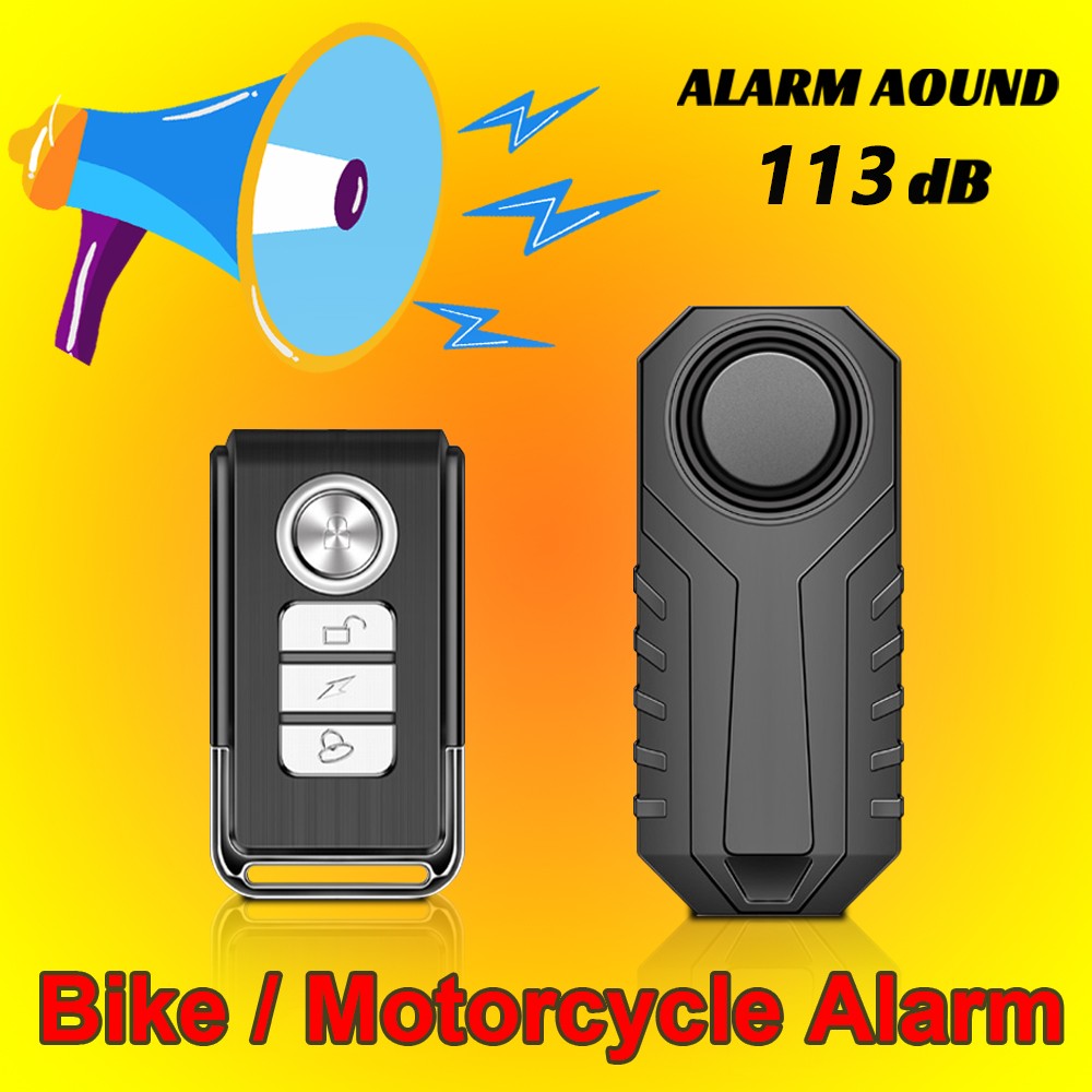 Wireless Remote Control Bike Alarm Waterproof Electric Bicycle Motorcycle Car Security Anti-lost 113DB Vibration Alarm Detector