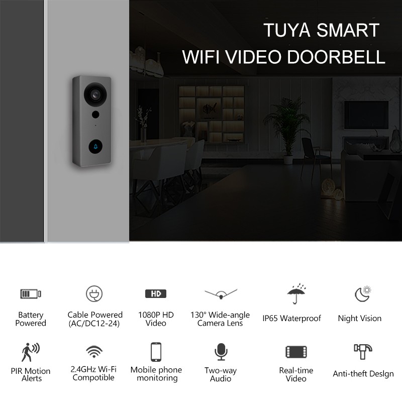 2022 Tuya Smart Life Wireless Camera Doorbell WiFi 1080P Video Eye Intercom for Home Security Waterproof Peephole Alarm