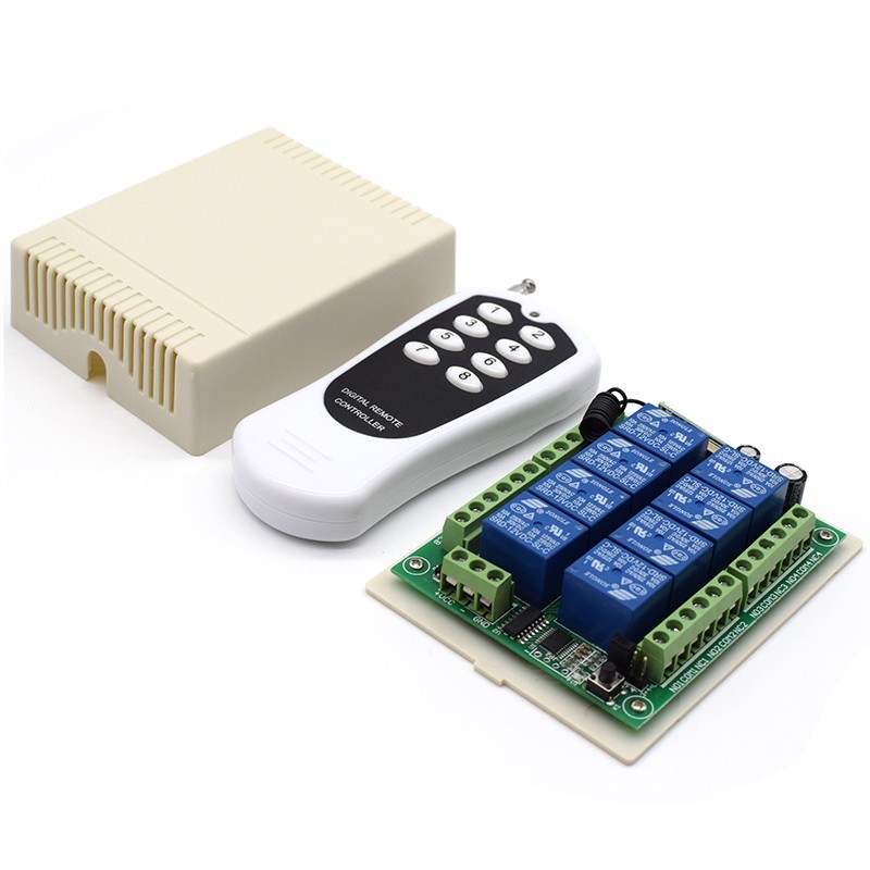 433MHz DC 24V 8 Channel Relay Module Wireless RF Remote Control Switch Transmitter + Receiver