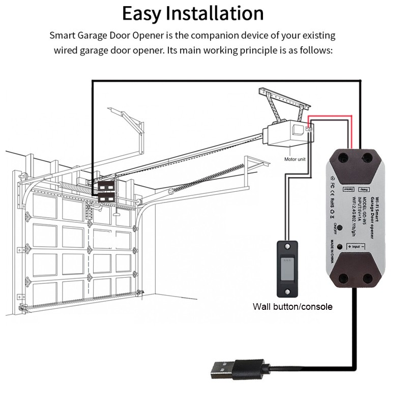 Ewelink garage door sensor opener controller wifi switch support amazon alexa google smart home app